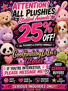 Flyer PLUSH SALE – 25% OFF IN ALL MY CLOSET